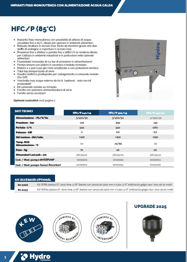 Scheda tecnica HFC/P (85° C)